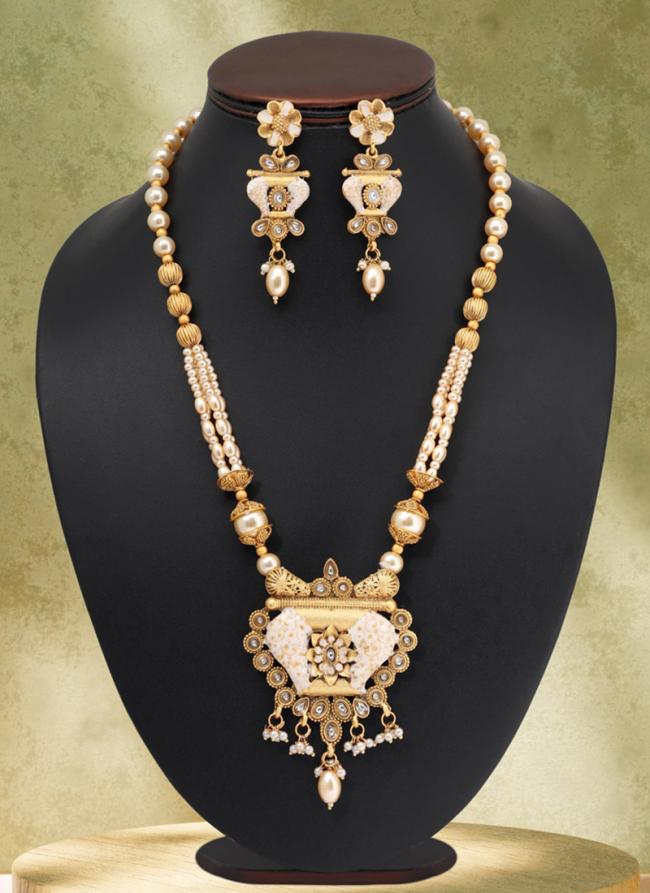   Festival Wear  Gold Color Matte Gold Meenakari Necklace Set